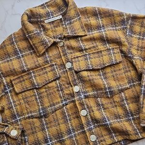Ellison Mustard Brushed Plaid Utility Jacket L NWOT